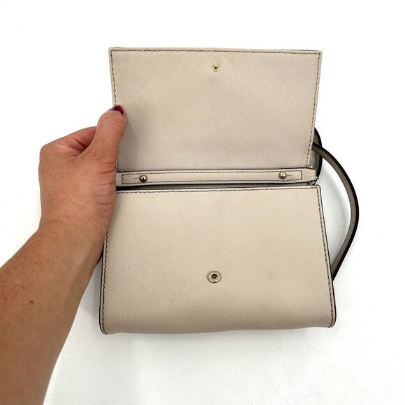 KATE SPADE *Flawed* Cream Brynn Crossbody Leather Small Flap Purse Bag - Picture 8 of 10